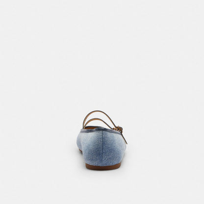 Women's Coach Double Buckle Mary Jane In Loved Denim Light Denim