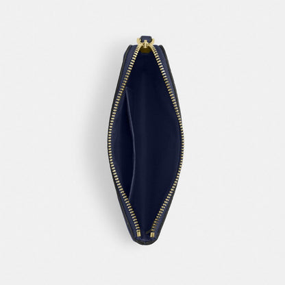 Coach Corner Zip Wristlet In Signature Canvas Gold/Navy
