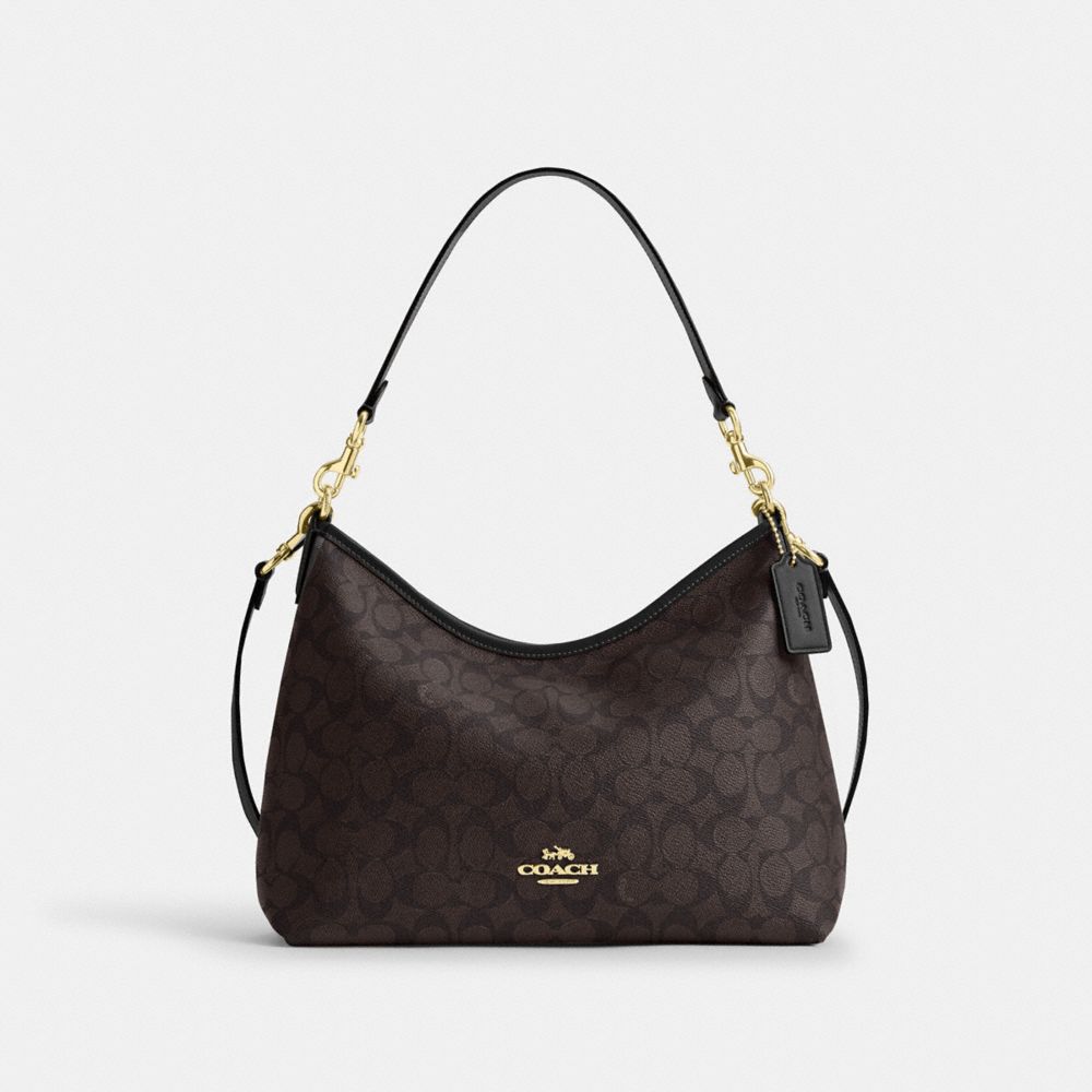 Coach Laurel Shoulder Bag In Signature Canvas Gold/Walnut/Black