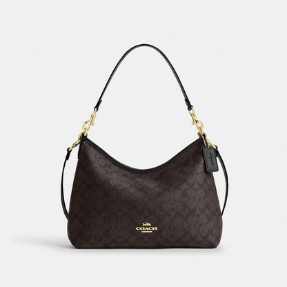 Coach Laurel Shoulder Bag In Signature Canvas Gold/Walnut/Black
