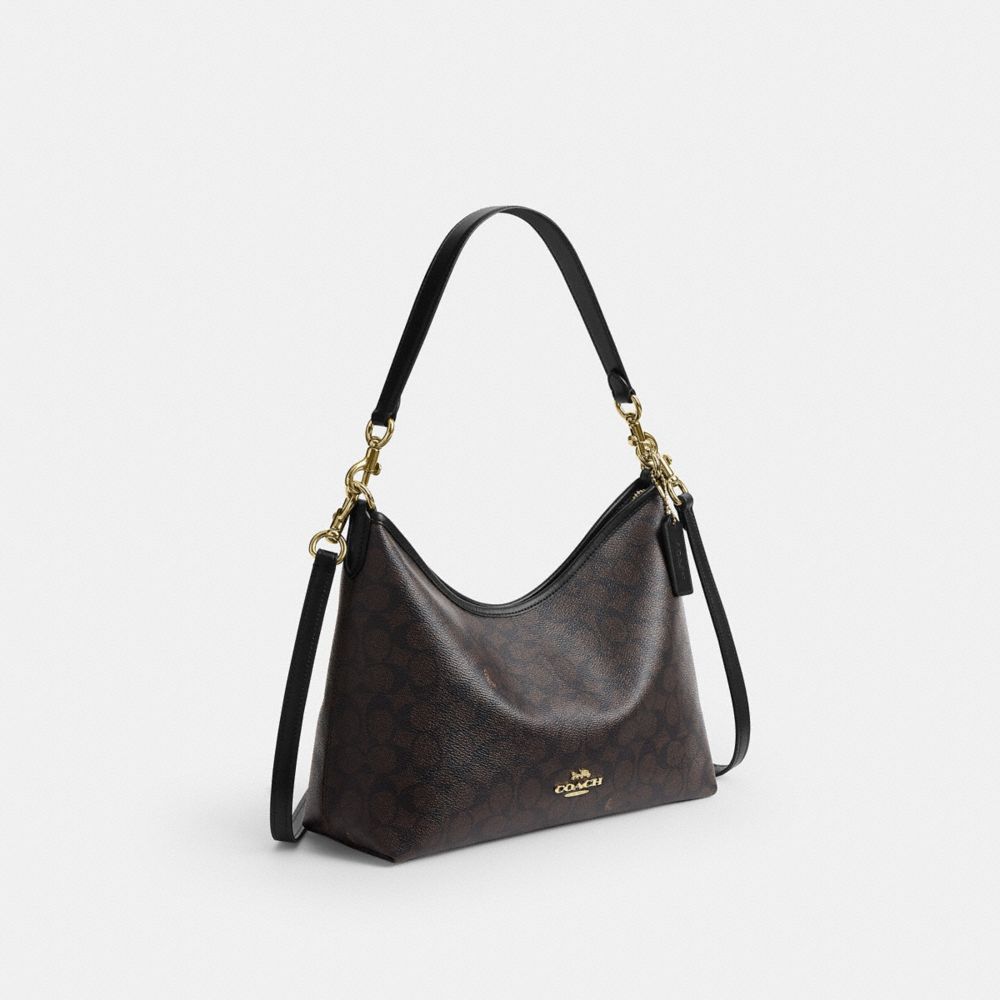 Coach Laurel Shoulder Bag In Signature Canvas Gold/Walnut/Black
