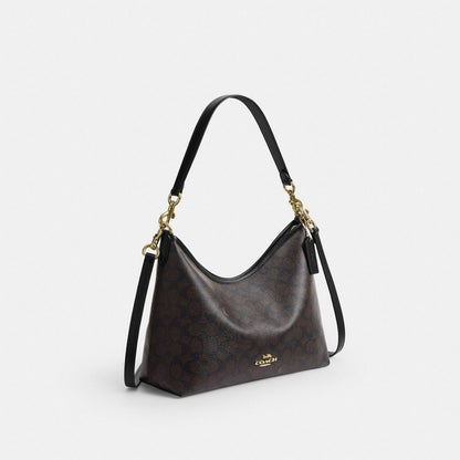 Coach Laurel Shoulder Bag In Signature Canvas Gold/Walnut/Black