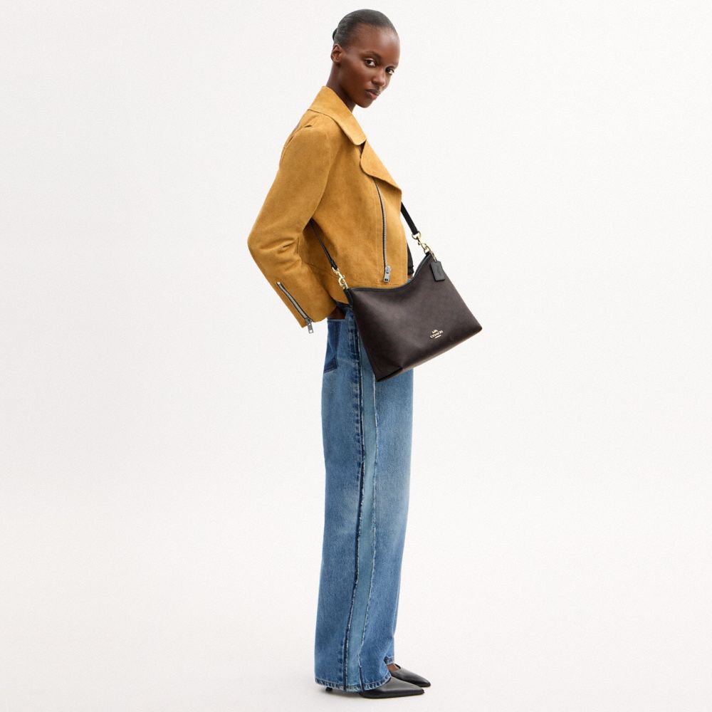 Coach Laurel Shoulder Bag In Signature Canvas Gold/Walnut/Black
