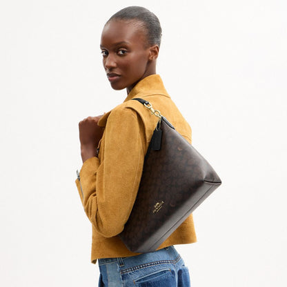 Coach Laurel Shoulder Bag In Signature Canvas Gold/Walnut/Black