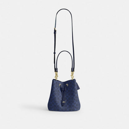 Coach Rowan Bucket Bag In Signature Canvas Gold/Navy