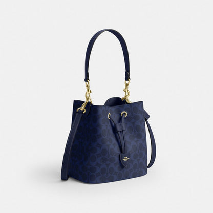 Coach Rowan Bucket Bag In Signature Canvas Gold/Navy