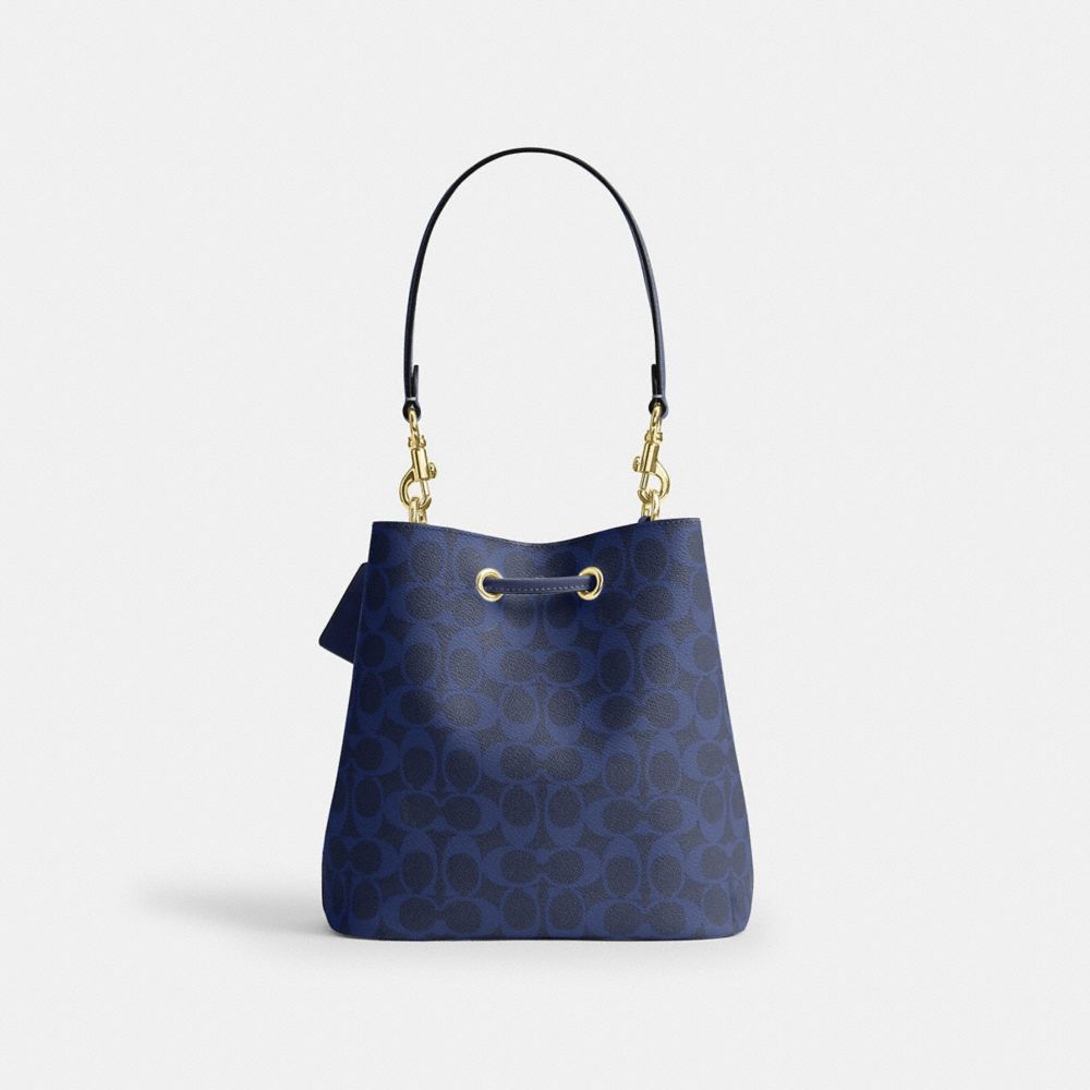 Coach Rowan Bucket Bag In Signature Canvas Gold/Navy
