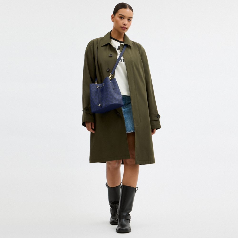 Coach Rowan Bucket Bag In Signature Canvas Gold/Navy