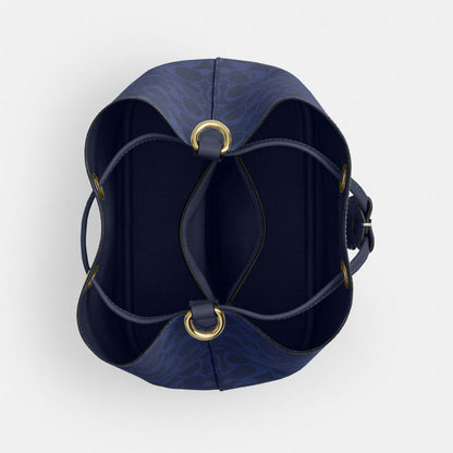 Coach Rowan Bucket Bag In Signature Canvas Gold/Navy