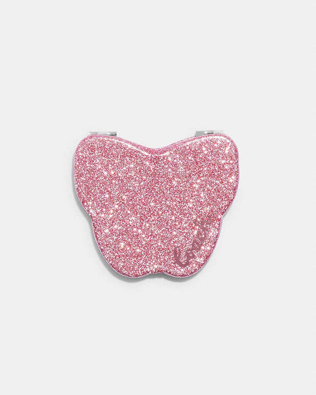 Glitter Butterfly Compact Mirror Gold-Taffy Multi Gold-Taffy Multi
