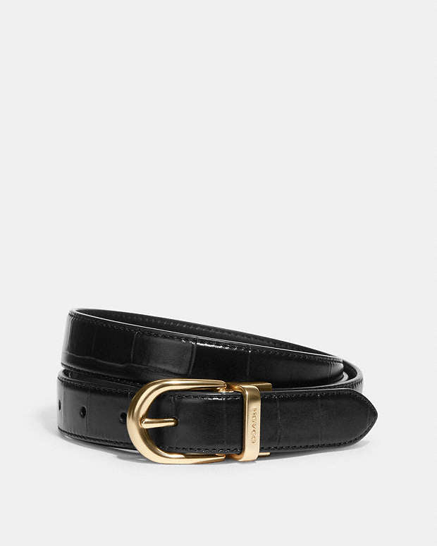 Classic Buckle Cut To Size Reversible Belt, 25 Mm Embossed Crocodile-Gold-Black Embossed Crocodile-Gold-Black