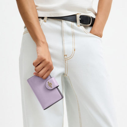 Coach Medium Corner Zip Wallet Gold/Lilac