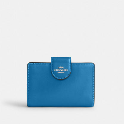 Coach Medium Corner Zip Wallet Silver/Blue Jay