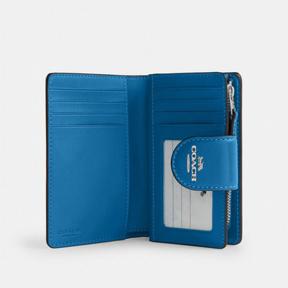 Coach Medium Corner Zip Wallet Silver/Blue Jay