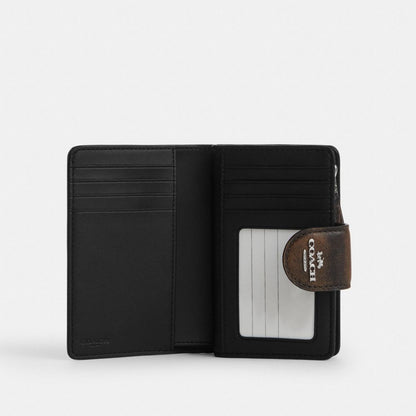 Coach Medium Corner Zip Wallet In Loved Leather Silver/Black Brown