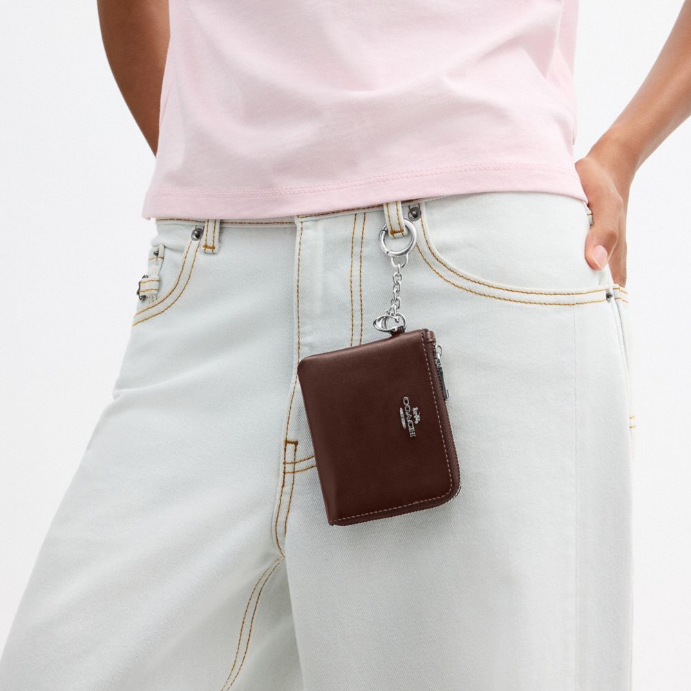 Coach Small Corner Zip Wallet Silver/Maple