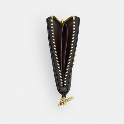 Coach Small Corner Zip Wallet In Signature Canvas Gold/Walnut/Black