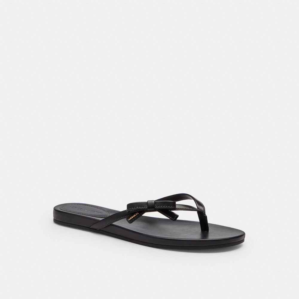 Women's Coach Bow Flip Flop Black