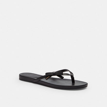 Women's Coach Bow Flip Flop Black