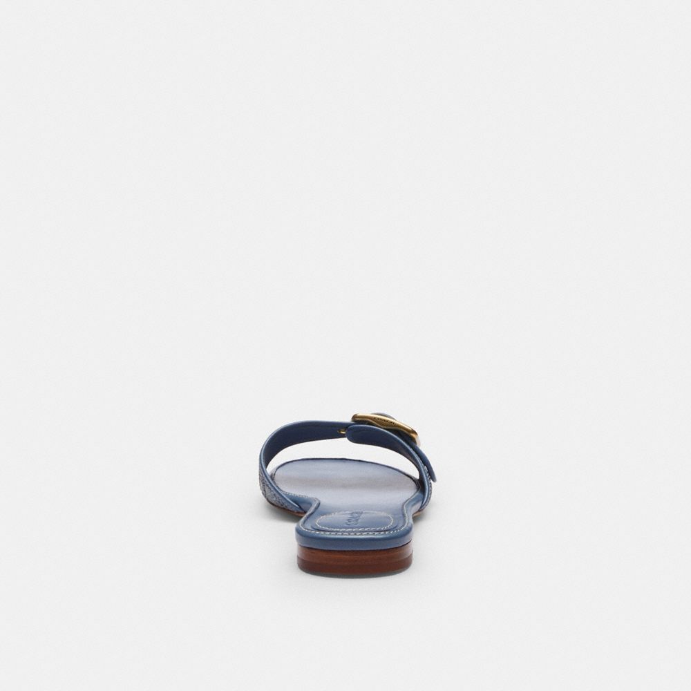 Women's Coach Margot Flat Sandal In Crystal Signature Denim Denim