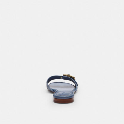 Women's Coach Margot Flat Sandal In Crystal Signature Denim Denim