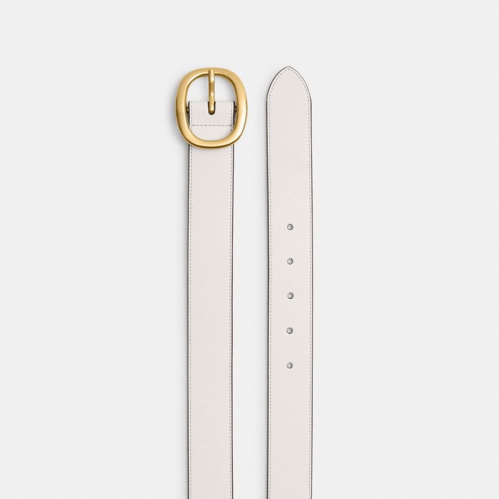 Coach Oval Buckle Belt, 32 Mm Brass Chalk