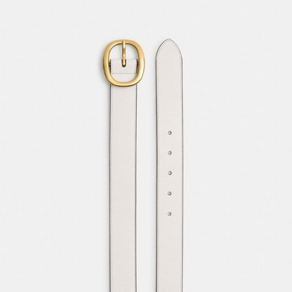 Coach Oval Buckle Belt, 32 Mm Brass Chalk