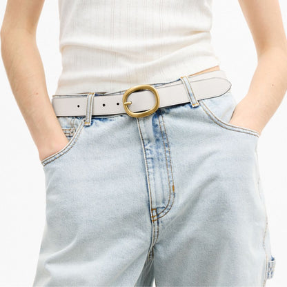 Coach Oval Buckle Belt, 32 Mm Brass Chalk