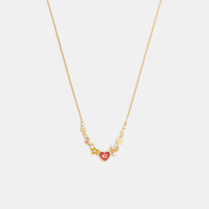 Coach Celestial Stars And Hearts Necklace Gold Multi