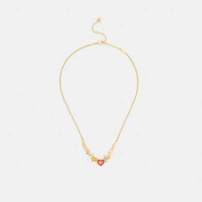 Coach Celestial Stars And Hearts Necklace Gold Multi