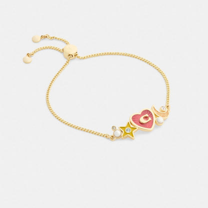 Coach Celestial Stars And Hearts Slider Bracelet Gold Multi