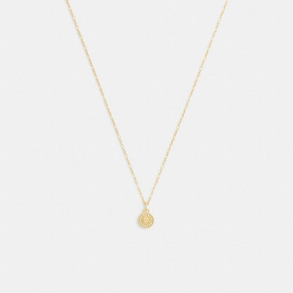 Coach Signature Pavé Coin Pendant Necklace Gold