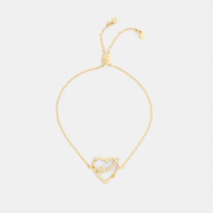 Coach Coach Script Heart Slider Bracelet Gold Multi