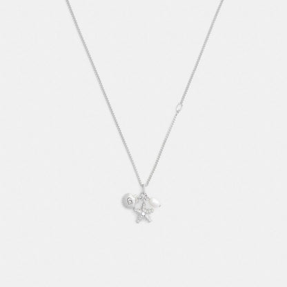 Coach Pearl And Seashell Pendant Necklace Silver Pearl