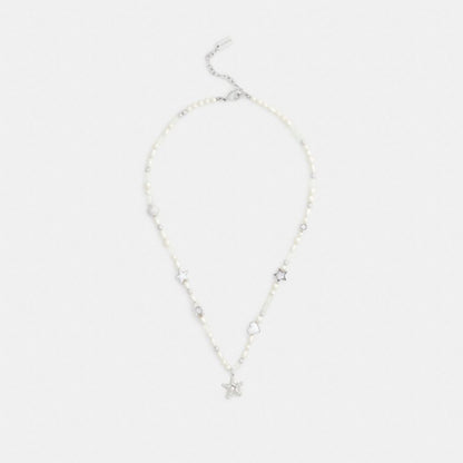 Coach Pearls And Seashell Necklace Silver Pearl