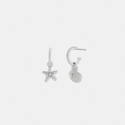 Coach Seashells Huggie Earrings Silver