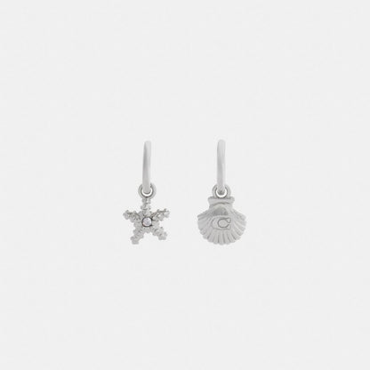 Coach Seashells Huggie Earrings Silver