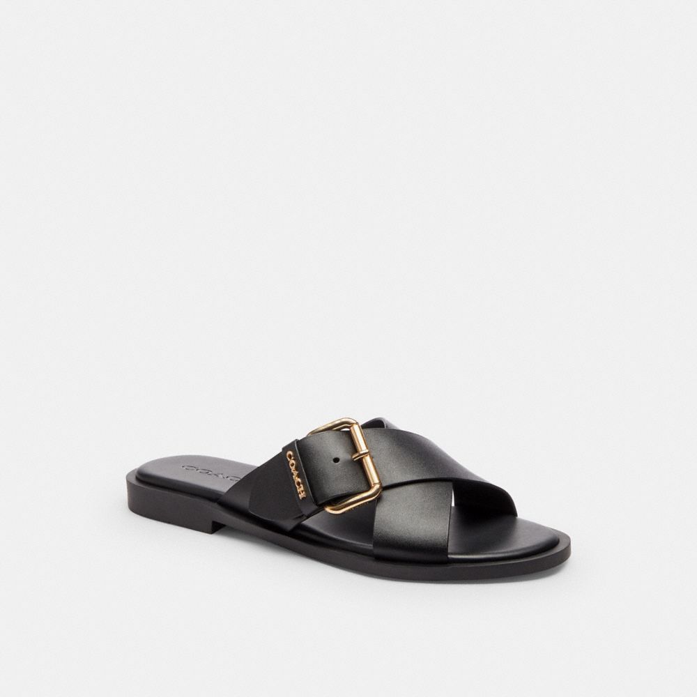 Women's Coach Crisscross Buckle Sandal Black