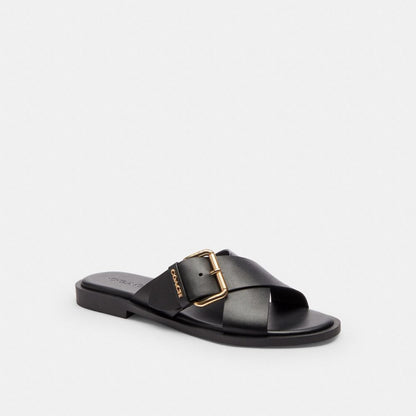 Women's Coach Crisscross Buckle Sandal Black