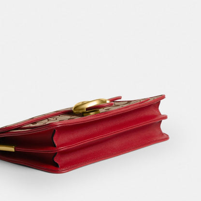 Coach Tabby Shoulder Bag 26 In Signature Jacquard Brass/Poppy Signature