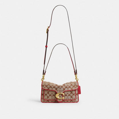 Coach Tabby Shoulder Bag 26 In Signature Jacquard Brass/Poppy Signature