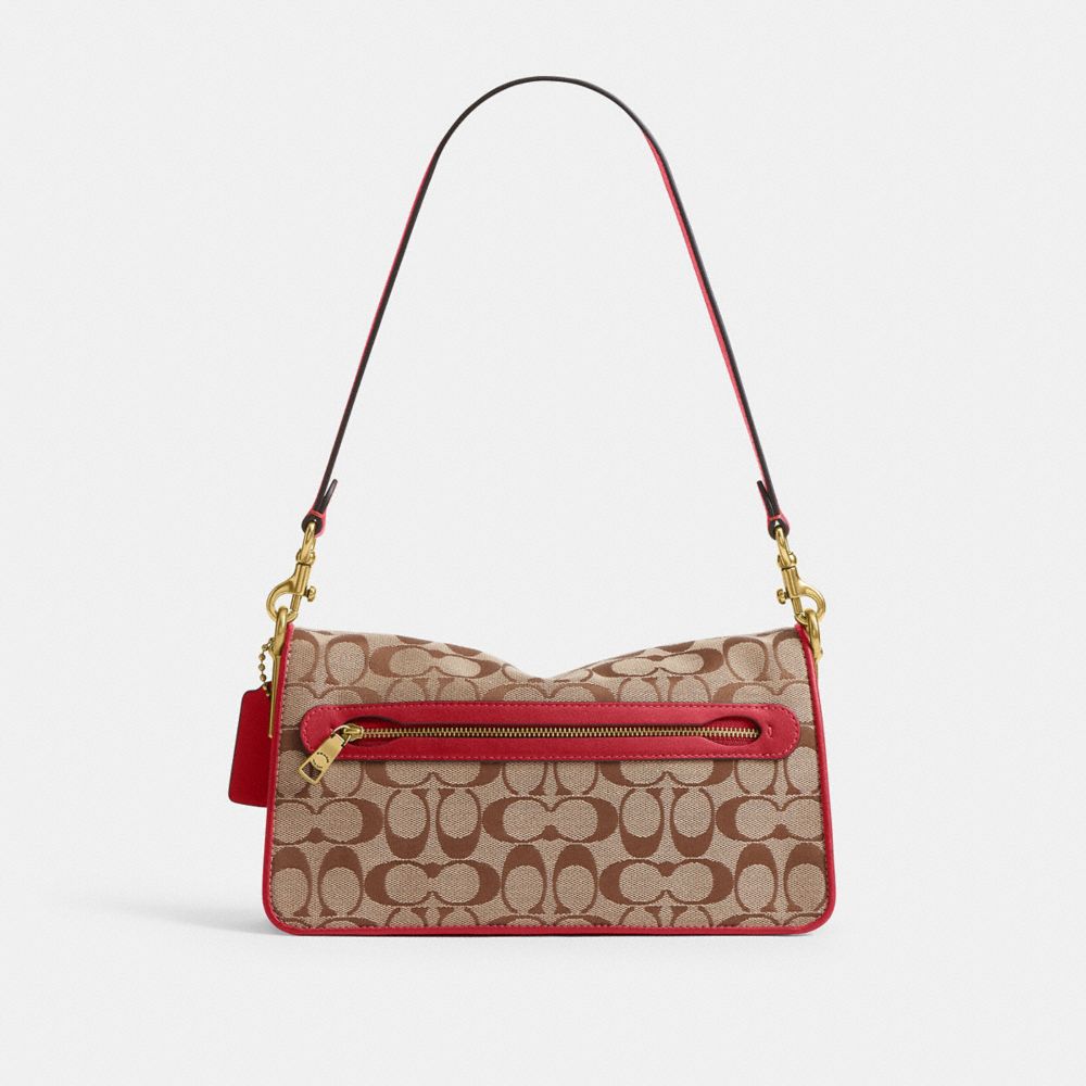 Coach Tabby Shoulder Bag 26 In Signature Jacquard Brass/Poppy Signature