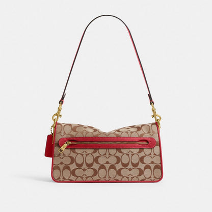 Coach Tabby Shoulder Bag 26 In Signature Jacquard Brass/Poppy Signature