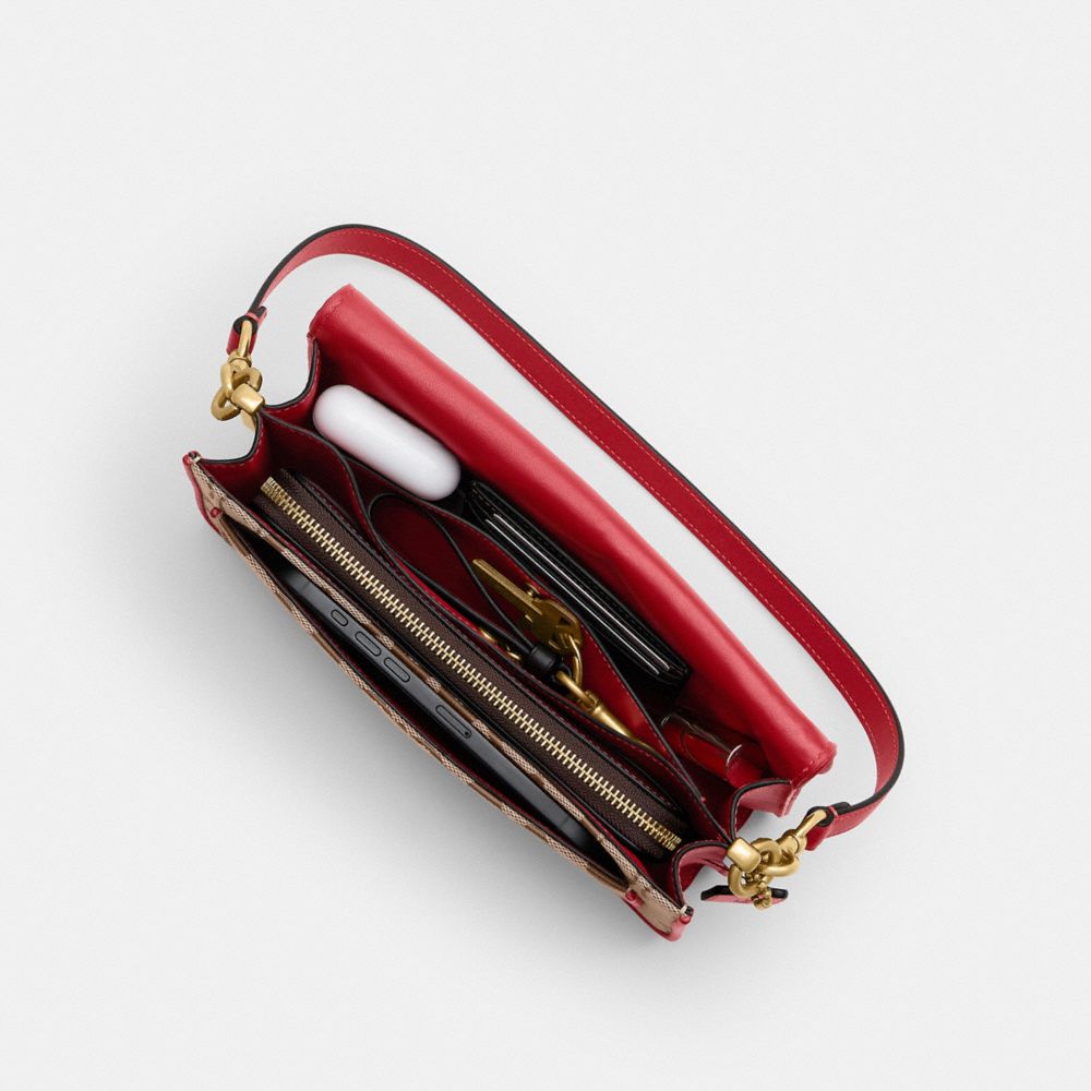 Coach Tabby Shoulder Bag 26 In Signature Jacquard Brass/Poppy Signature