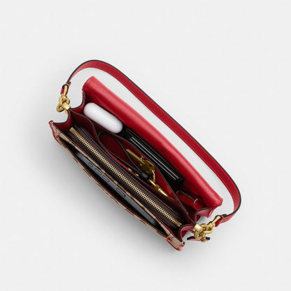 Coach Tabby Shoulder Bag 26 In Signature Jacquard Brass/Poppy Signature