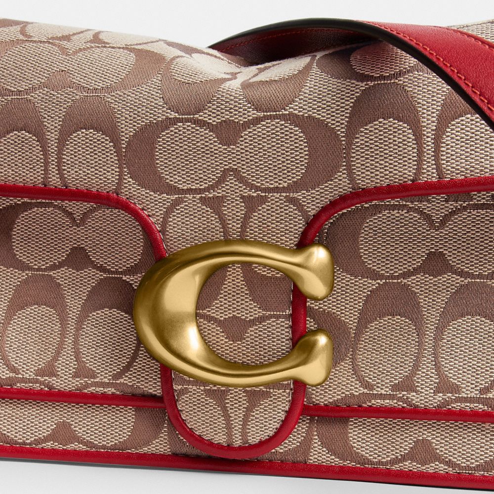 Coach Tabby Shoulder Bag 26 In Signature Jacquard Brass/Poppy Signature