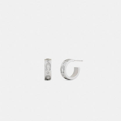 Coach Repeated C Huggie Earrings Silver