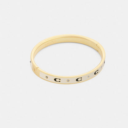 Coach Repeated C Hinged Bangle Gold Chalk