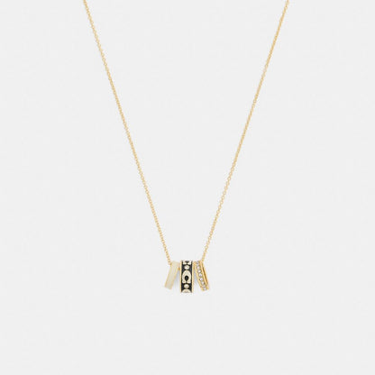 Coach Repeated C Rondelle Necklace Gold Black