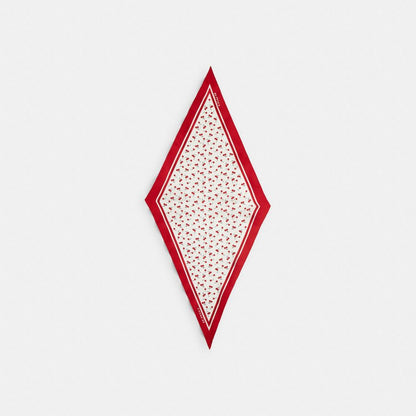 Coach Micro Cherry Print Silk Diamond Scarf Chalk Red